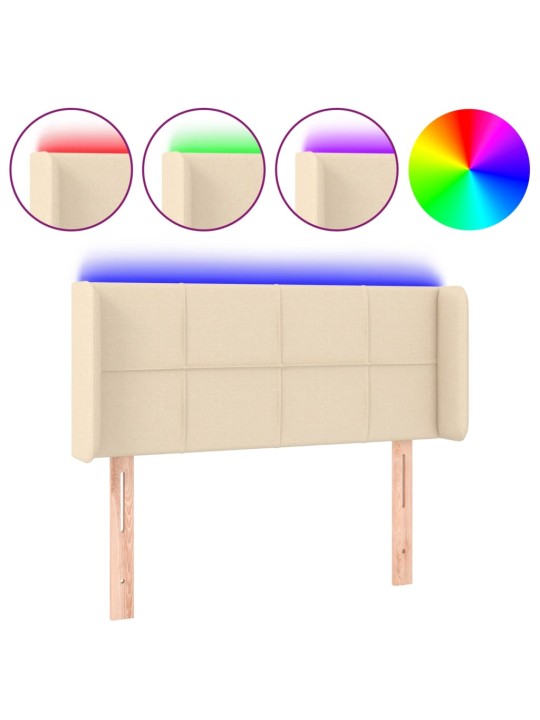 Gultas galvgalis ar led, 93x16x78/88 cm, krēmkrāsas audums