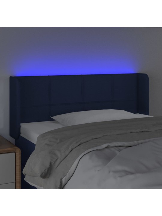 Gultas galvgalis ar led, 93x16x78/88 cm, zils audums