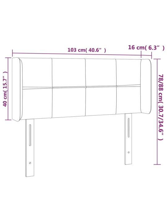 Gultas galvgalis ar LED, 103x16x78/88 cm, gaiši pelēks audums