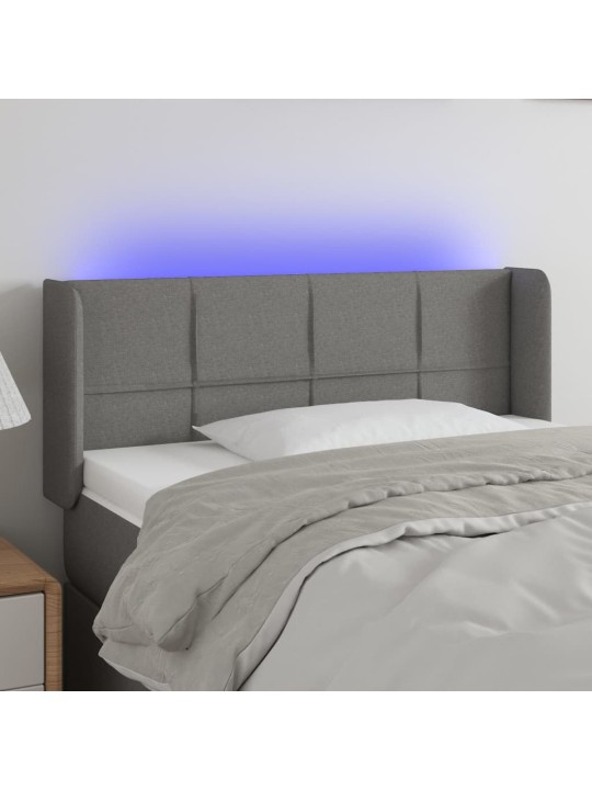 Gultas galvgalis ar LED, 103x16x78/88 cm, tumši pelēks audums