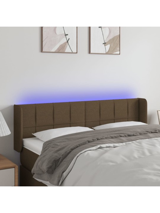 Gultas galvgalis ar LED, 147x16x78/88 cm, tumši brūns audums