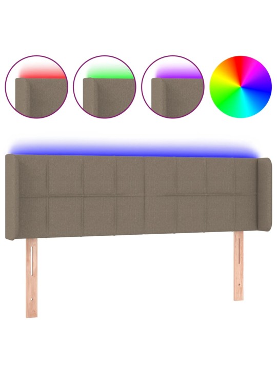 Gultas galvgalis ar LED, 147x16x78/88 cm, pelēkbrūns audums