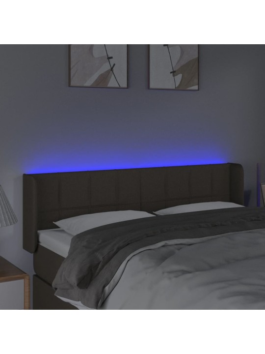 Gultas galvgalis ar LED, 147x16x78/88 cm, pelēkbrūns audums