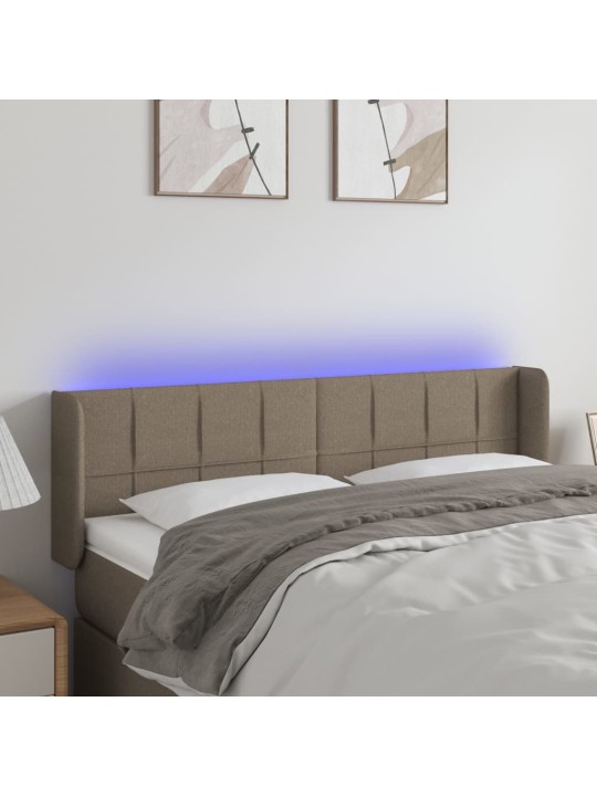 Gultas galvgalis ar LED, 147x16x78/88 cm, pelēkbrūns audums