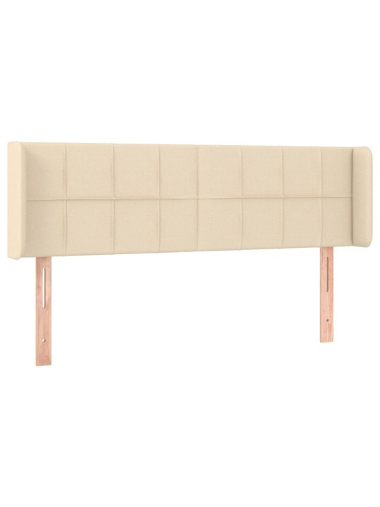 Gultas galvgalis ar LED, 147x16x78/88 cm, krēmkrāsas audums