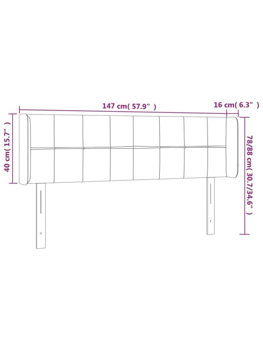Gultas galvgalis ar LED, 147x16x78/88 cm, zils audums