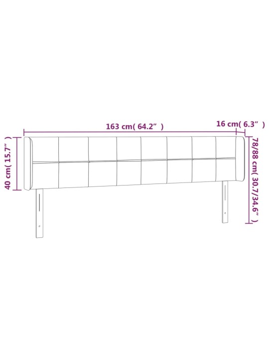 Gultas galvgalis ar LED, 163x16x78/88 cm, tumši pelēks audums