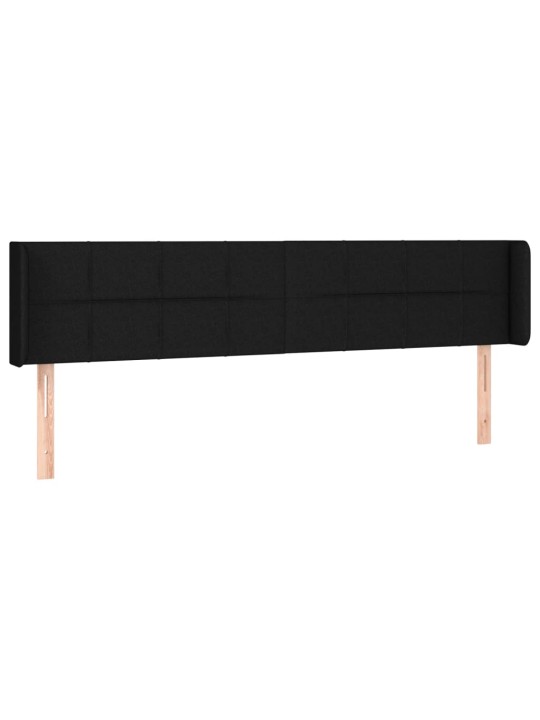 Gultas galvgalis ar led, 183x16x78/88 cm, melns audums