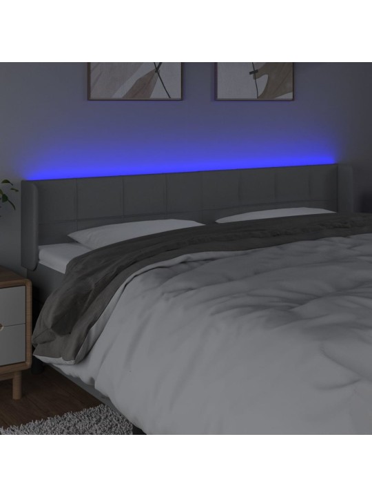 Gultas galvgalis ar led, 203x16x78/88 cm, gaiši pelēks audums