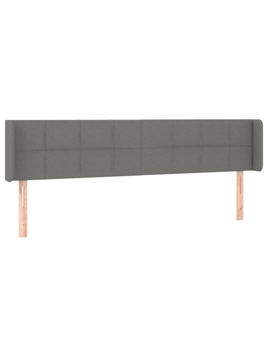 Gultas galvgalis ar led, 203x16x78/88 cm, tumši pelēks audums