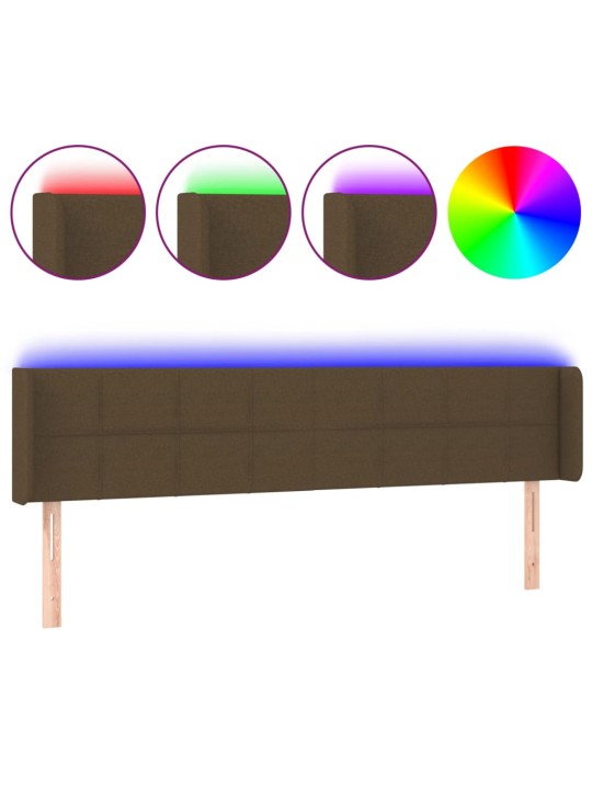 Gultas galvgalis ar led, 203x16x78/88 cm, tumši brūns audums