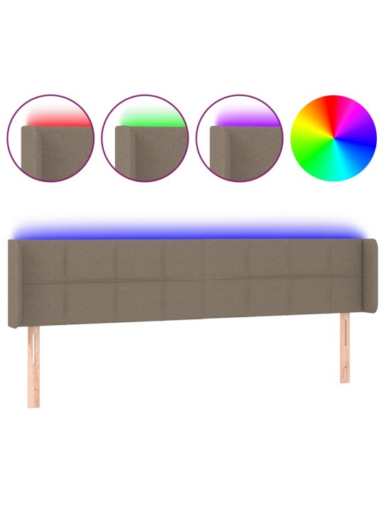 Gultas galvgalis ar led, 203x16x78/88 cm, pelēkbrūns audums