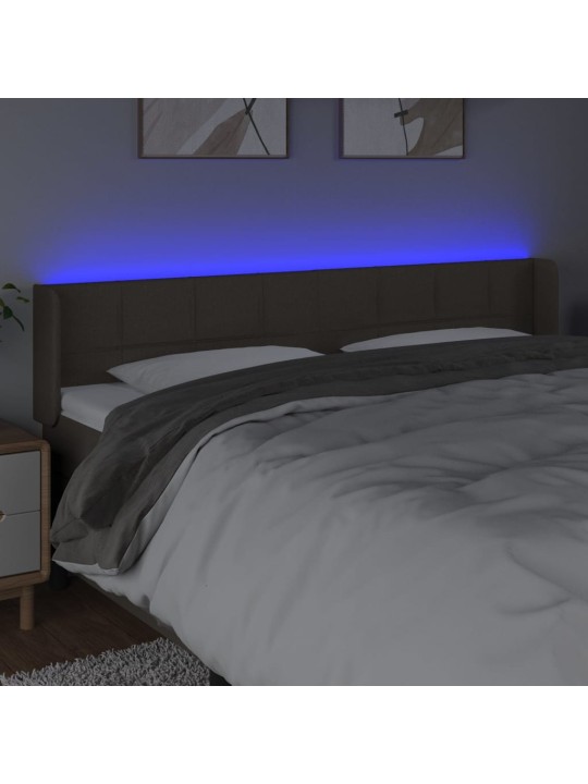 Gultas galvgalis ar led, 203x16x78/88 cm, pelēkbrūns audums