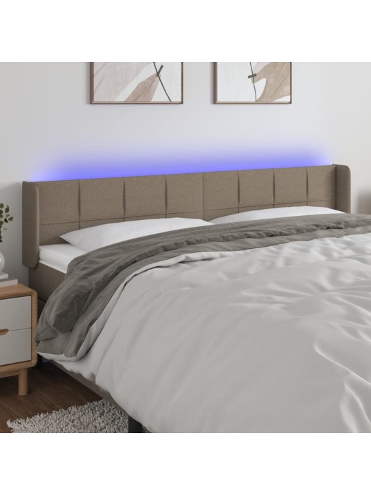 Gultas galvgalis ar led, 203x16x78/88 cm, pelēkbrūns audums