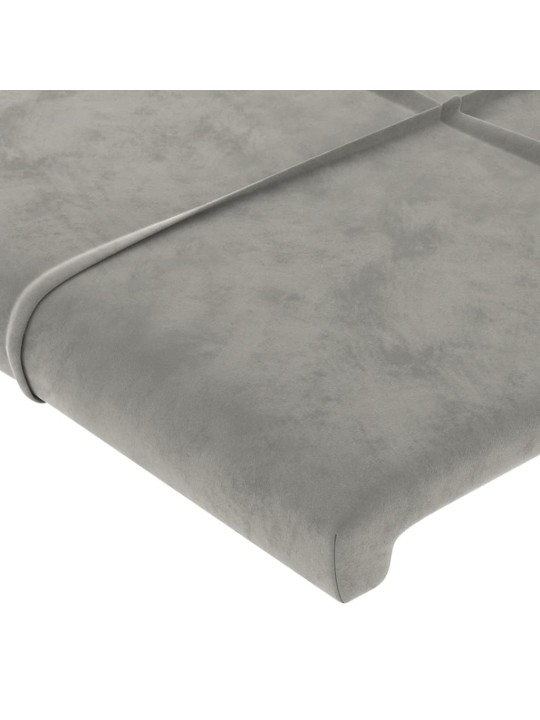 Gultas galvgalis ar led, 83x16x78/88 cm, gaiši pelēks samts