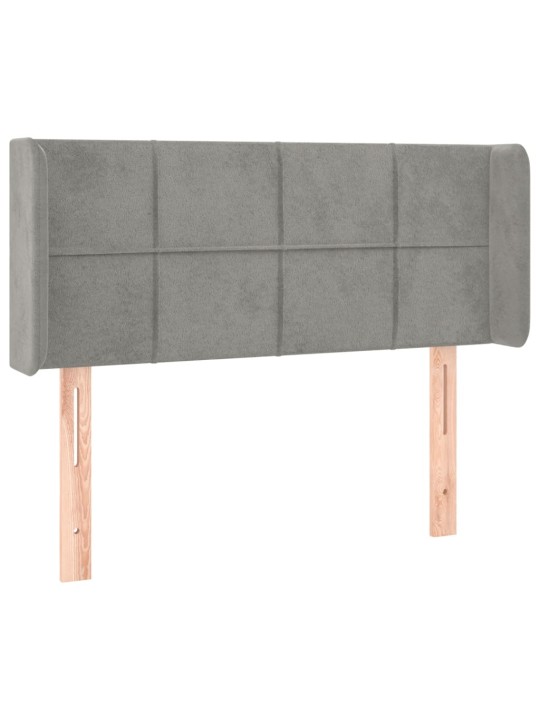 Gultas galvgalis ar LED, 93x16x78/88 cm, gaiši pelēks samts