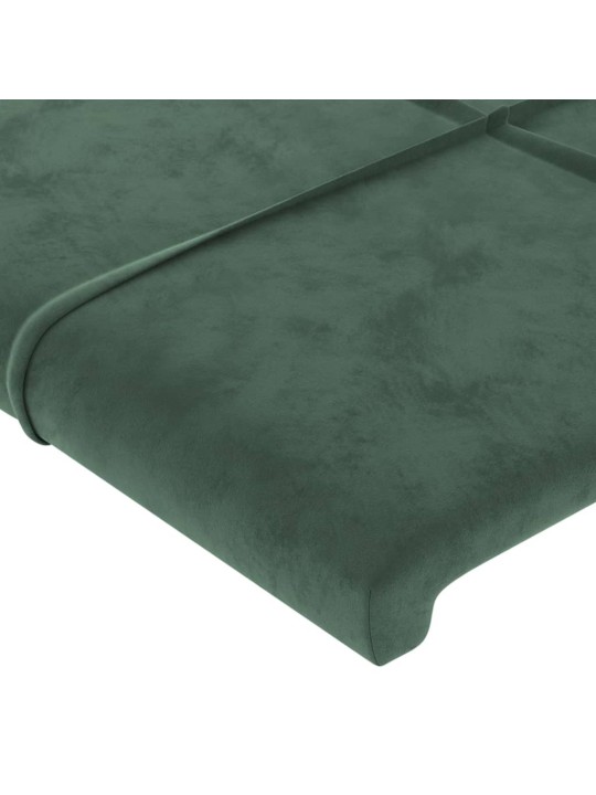 Gultas galvgalis ar led, 93x16x78/88 cm, tumši zaļš samts