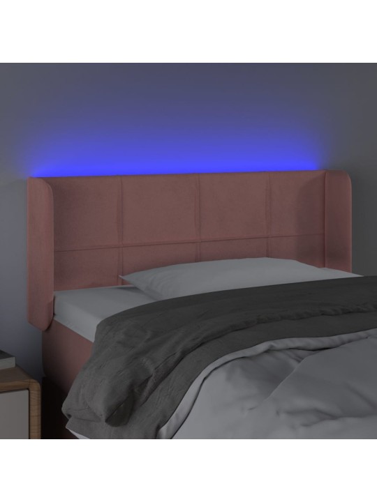 Gultas galvgalis ar led, 93x16x78/88 cm, rozā samts