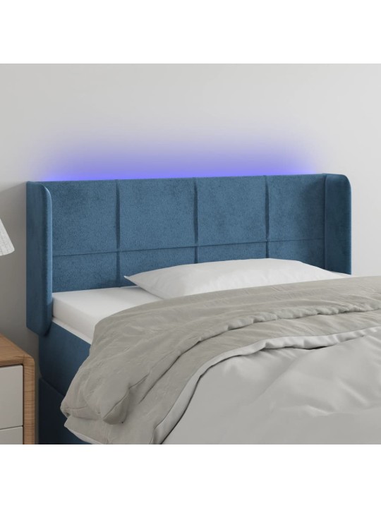 Gultas galvgalis ar LED, 103x16x78/88 cm, tumši zils samts