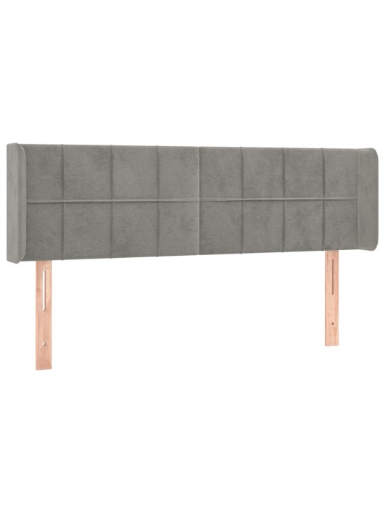 Gultas galvgalis ar LED, 147x16x78/88 cm, gaiši pelēks samts