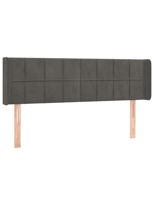 Gultas galvgalis ar LED, 147x16x78/88 cm, tumši pelēks samts