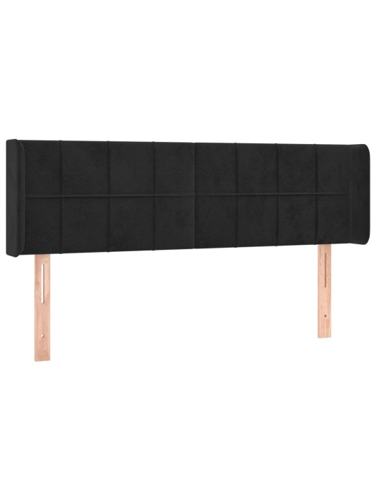 Gultas galvgalis ar led, 147x16x78/88 cm, melns samts