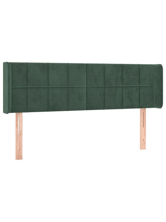 Gultas galvgalis ar led, 147x16x78/88 cm, tumši zaļš samts