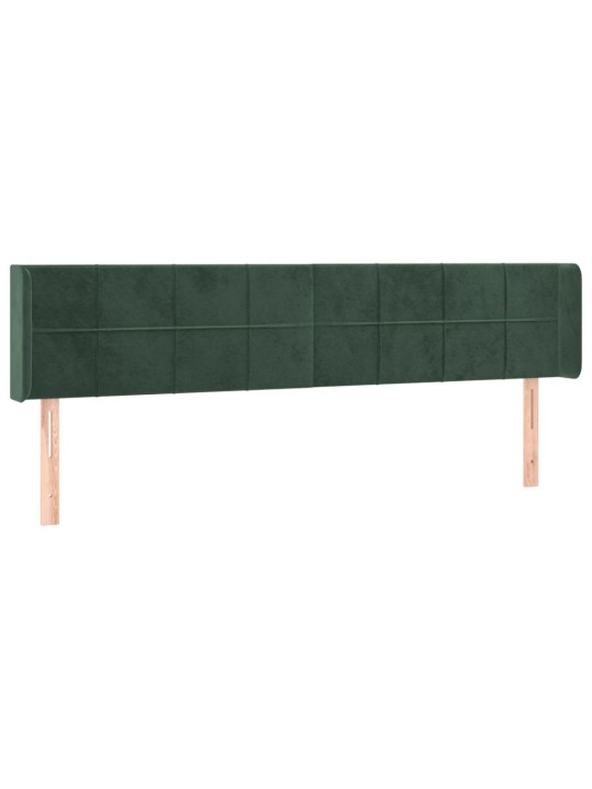 Gultas galvgalis ar LED, 183x16x78/88 cm, tumši zaļš samts