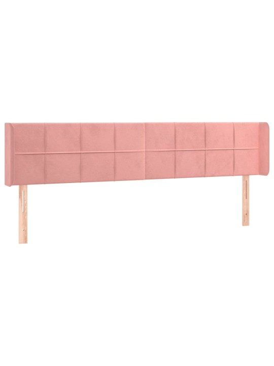 Gultas galvgalis ar led, 183x16x78/88 cm, rozā samts