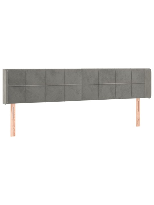Gultas galvgalis ar led, 203x16x78/88 cm, gaiši pelēks samts