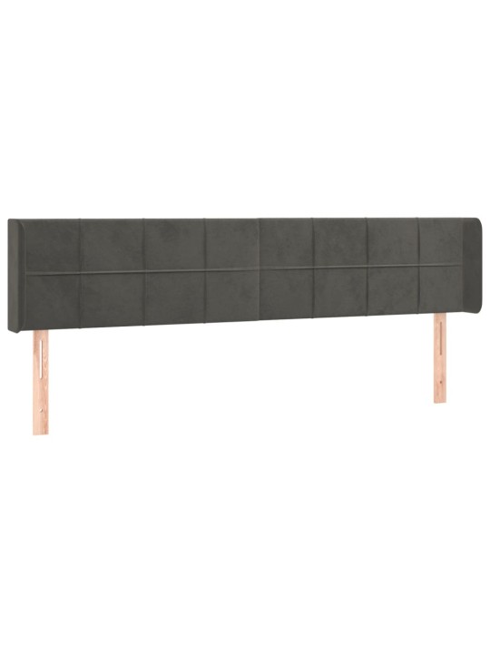 Gultas galvgalis ar led, 203x16x78/88 cm, tumši pelēks samts