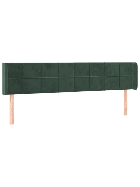Gultas galvgalis ar led, 203x16x78/88 cm, tumši zaļš samts