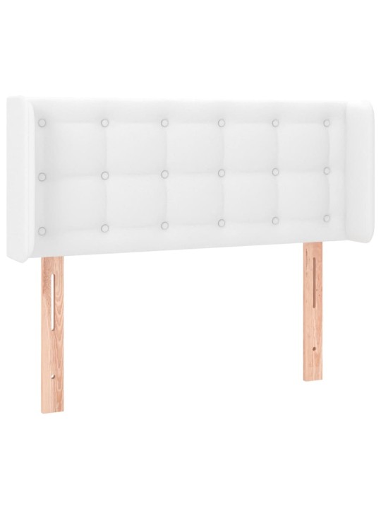 Gultas galvgalis ar led, 83x16x78/88 cm, balta mākslīgā āda