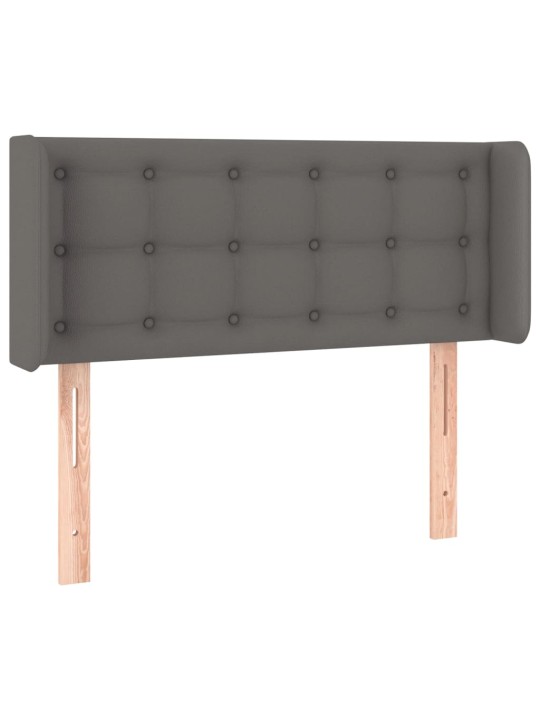 Gultas galvgalis ar led, 83x16x78/88 cm, pelēka mākslīgā āda