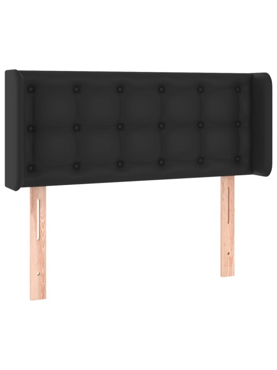 Gultas galvgalis ar led, 93x16x78/88 cm, melna mākslīgā āda