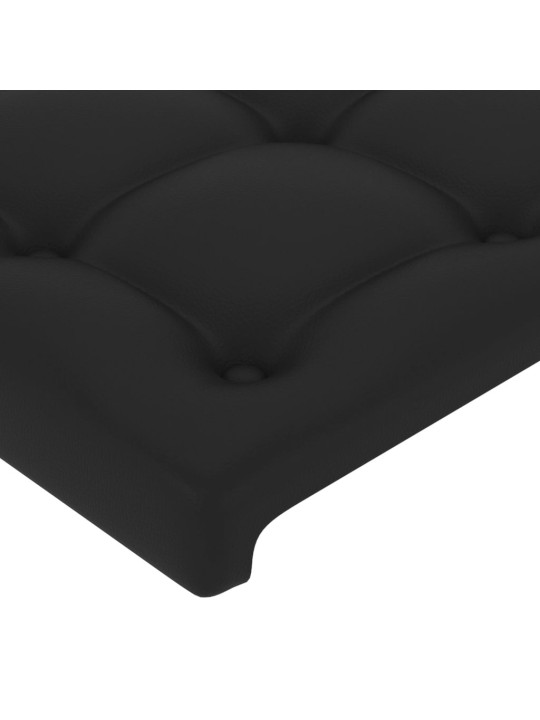 Gultas galvgalis ar led, 93x16x78/88 cm, melna mākslīgā āda