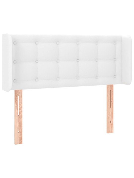 Gultas galvgalis ar led, 93x16x78/88 cm, balta mākslīgā āda