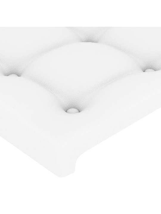 Gultas galvgalis ar led, 93x16x78/88 cm, balta mākslīgā āda