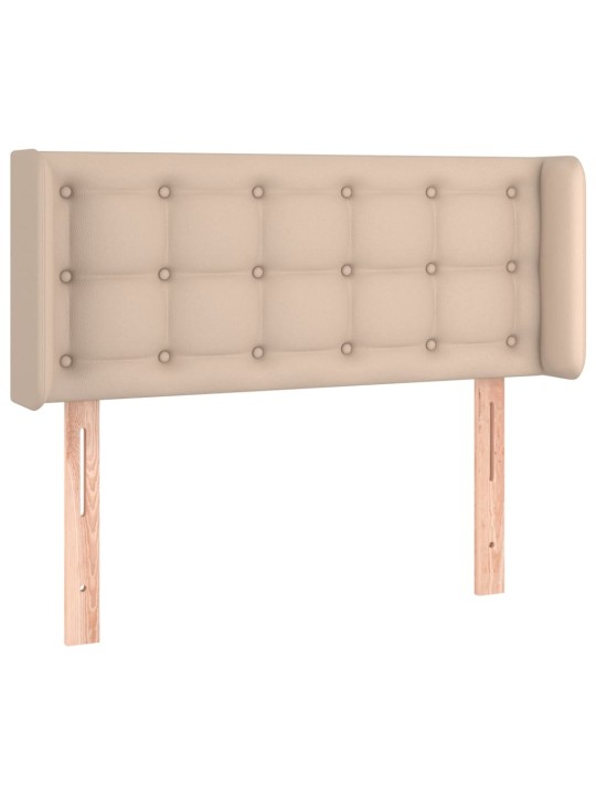 Gultas galvgalis ar led, 93x16x78/88 cm, kapučīno mākslīgā āda