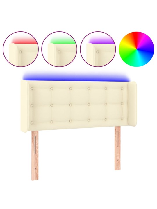 Gultas galvgalis ar LED, 103x16x78/88 cm, krēmkrāsas