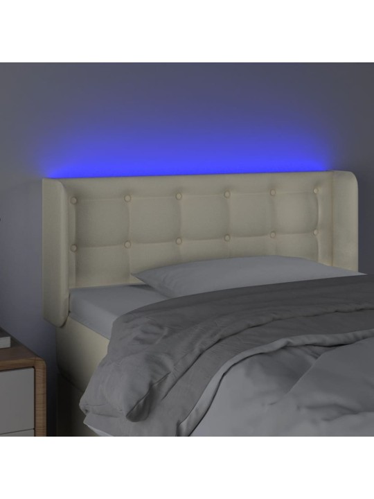 Gultas galvgalis ar LED, 103x16x78/88 cm, krēmkrāsas
