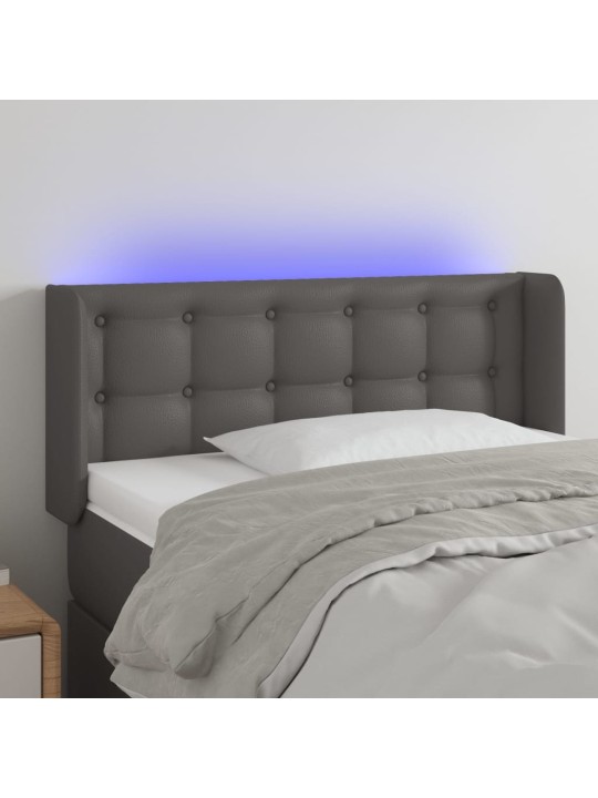 Gultas galvgalis ar LED, 103x16x78/88 cm, pelēka mākslīgā āda