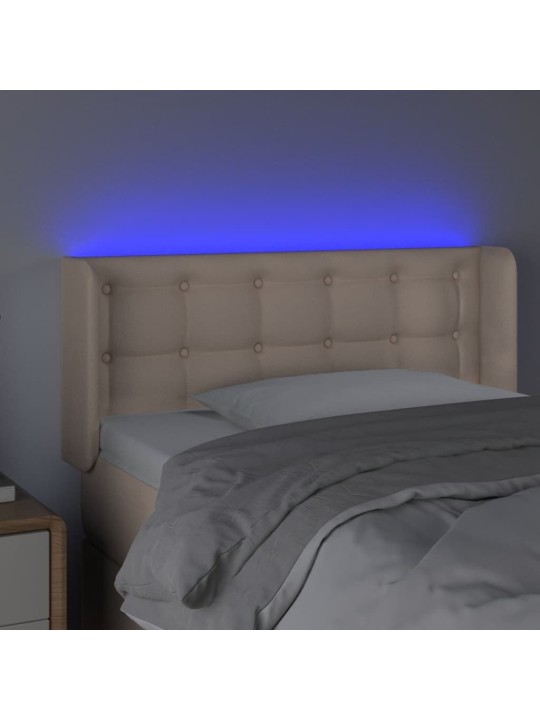 Gultas galvgalis ar LED, 103x16x78/88 cm, kapučīno mākslīgā āda