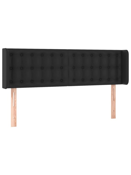 Gultas galvgalis ar LED, 147x16x78/88 cm, melna mākslīgā āda