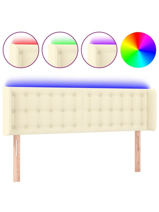 Gultas galvgalis ar led, 147x16x78/88 cm, krēmkrāsas
