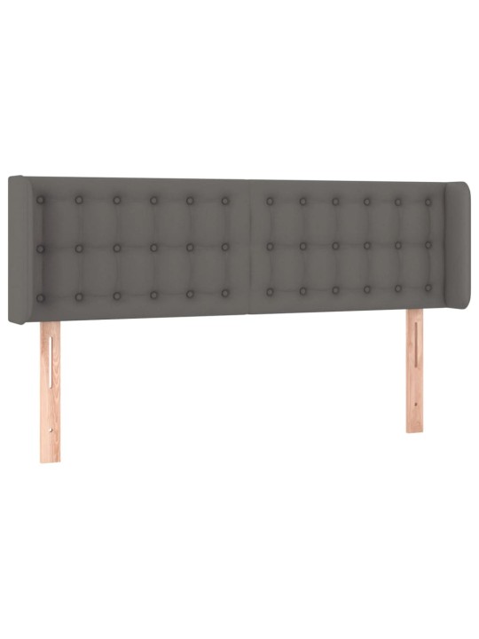 Gultas galvgalis ar LED, 147x16x78/88 cm, pelēka mākslīgā āda