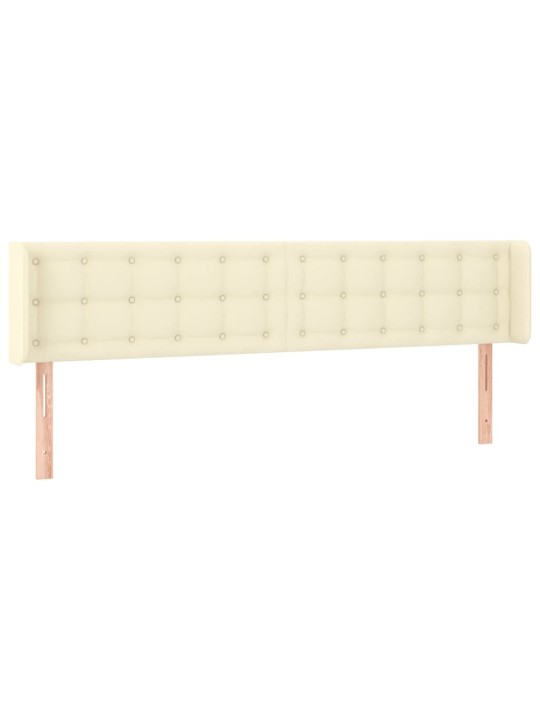 Gultas galvgalis ar led, 163x16x78/88 cm, krēmkrāsas