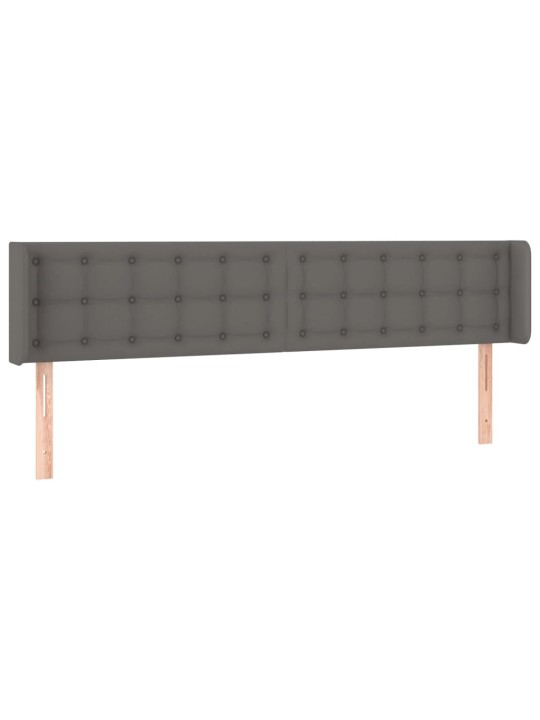 Gultas galvgalis ar led, 183x16x78/88 cm, pelēka mākslīgā āda