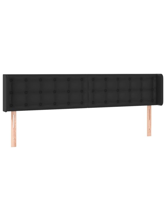 Gultas galvgalis ar led, 203x16x78/88 cm, melna mākslīgā āda