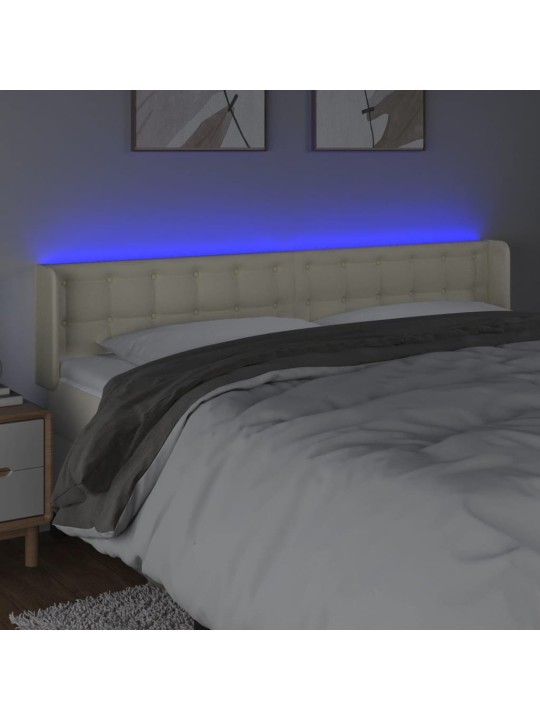 Gultas galvgalis ar led, 203x16x78/88 cm, krēmkrāsas